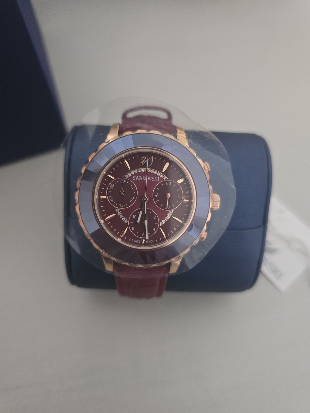 Swarovski Women'ss Burgundy Leather Chronograph Watch